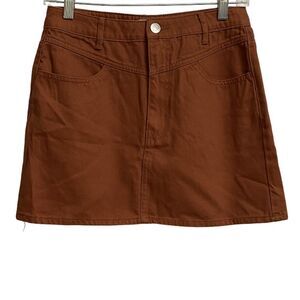 Forever 21 Jean Mini Skirt Size S Burnt Sienna Brown Denim Beach Festival